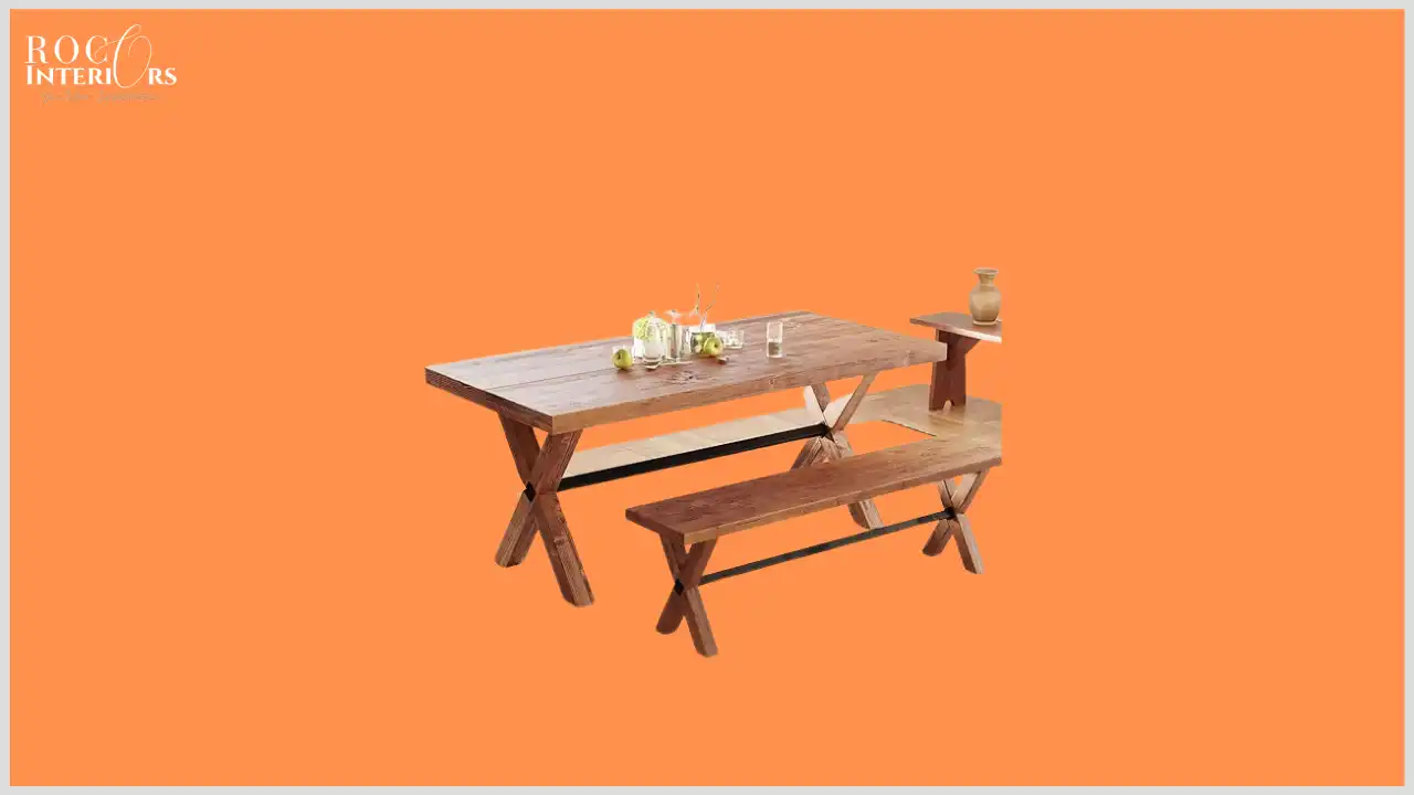 LUE BONA Farmhouse Dining Table and Bench Set