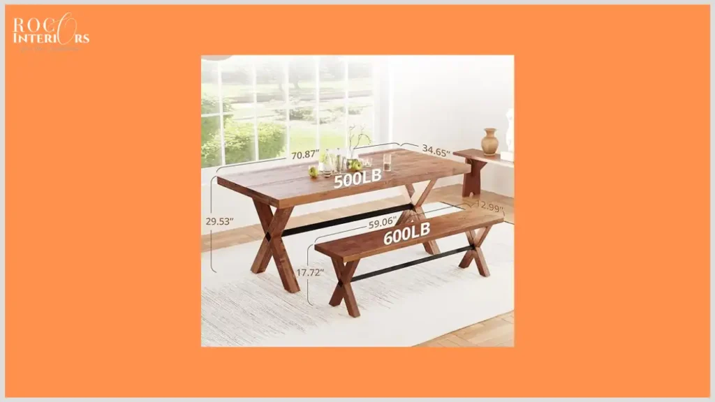 best LUE BONA Farmhouse Dining Table and Bench Set