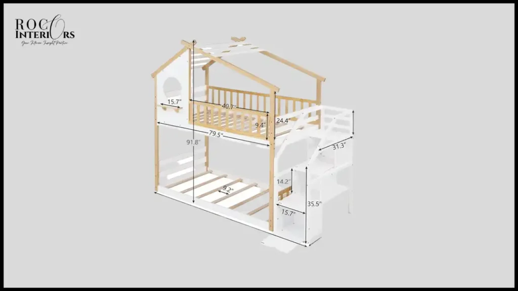 ORIENXM Wood Bunk Bed with Staircase and Storage
