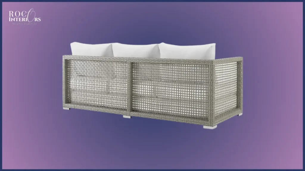 curved Outdoor Wicker sofa back view