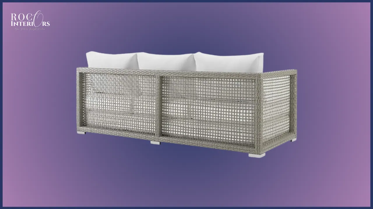curved Outdoor Wicker sofa back view