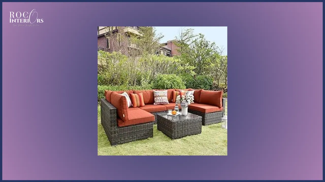 Zahkari 98 Wicker curved outdoor sofa view